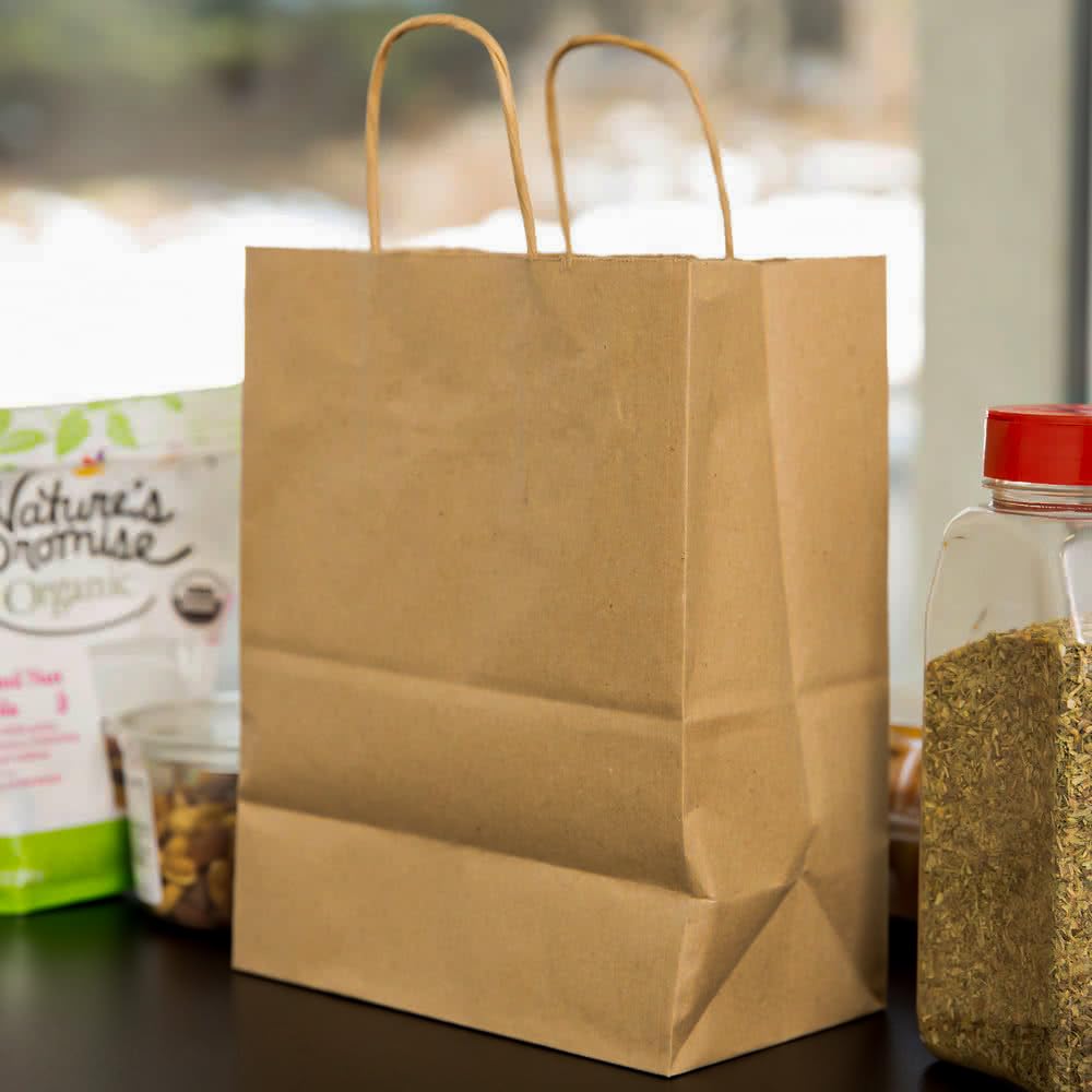 Venuscello Twisted Handle Paper Bags 19.30cm x 21.84cm x 8.12cm Brown Kraft Carrier Party Bag for Shopping Cloths & Jewellery - 7.6 x 8.6 + 3.2 inch (XS)