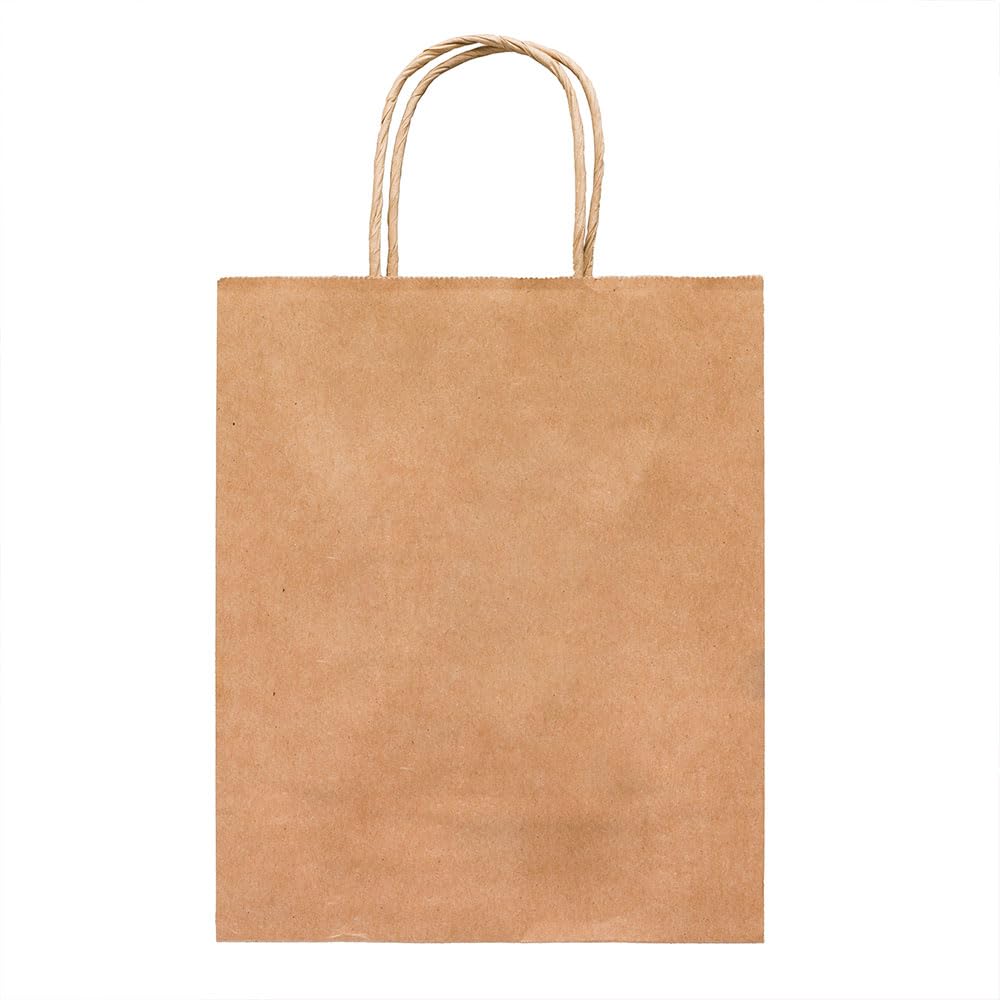 Venuscello Twisted Handle Paper Bags 19.30cm x 21.84cm x 8.12cm Brown Kraft Carrier Party Bag for Shopping Cloths & Jewellery - 7.6 x 8.6 + 3.2 inch (XS)