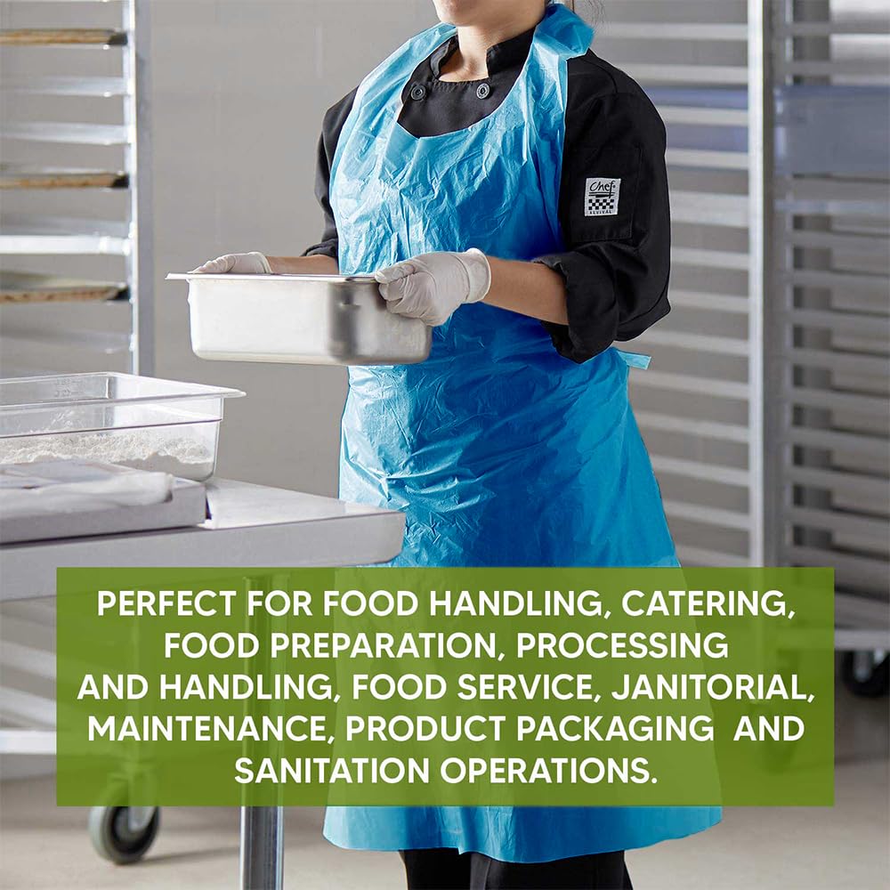 Venuscello Heavy Duty Disposable Aprons For Adults Polythene Aprons For PPE Protection. Full Body Protective Aprons For Women & Men - 16 Microns Thick, 686 x 1170mm Long