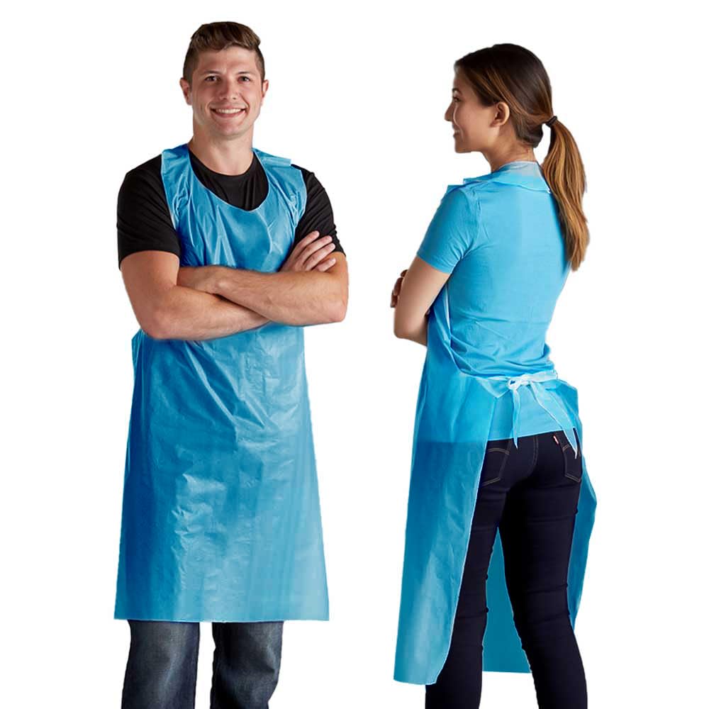Venuscello Heavy Duty Disposable Aprons For Adults Polythene Aprons For PPE Protection. Full Body Protective Aprons For Women & Men - 16 Microns Thick, 686 x 1170mm Long