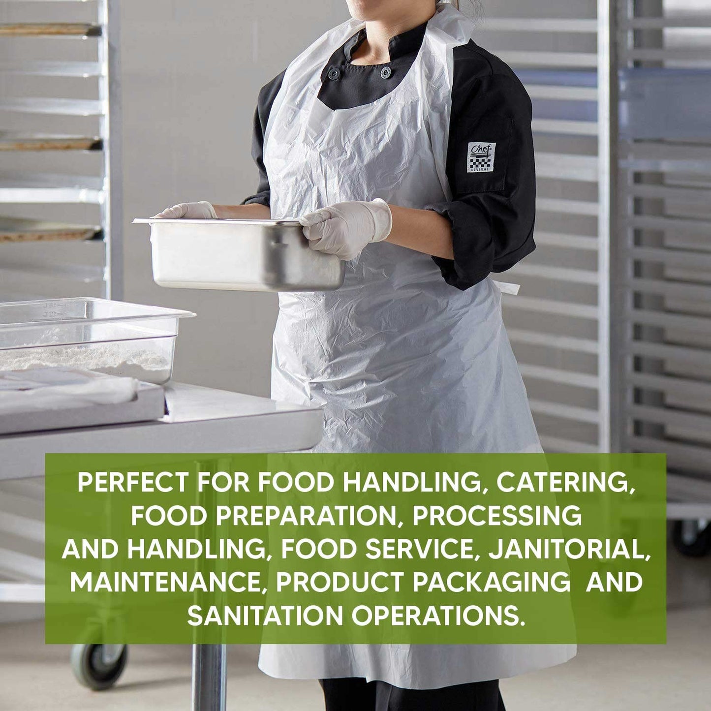 Venuscello Heavy Duty Disposable Aprons For Adults Polythene Aprons For PPE Protection. Full Body Protective Aprons For Women & Men - 16 Microns Thick, 686 x 1170mm Long