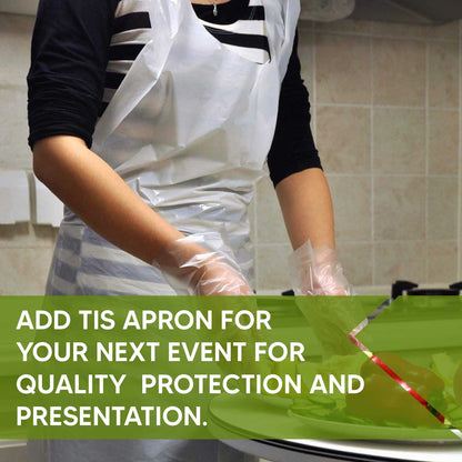 Venuscello Heavy Duty Disposable Aprons For Adults Polythene Aprons For PPE Protection. Full Body Protective Aprons For Women & Men - 16 Microns Thick, 686 x 1170mm Long