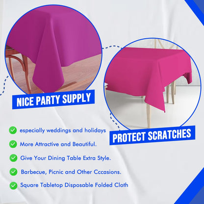 Venuscello Paper Table Cover Cloths, 90cm x 90cm Square, Disposable, Folded, for Birthday Party