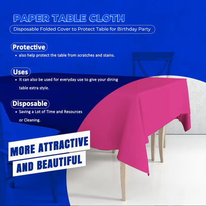 Venuscello Paper Table Cover Cloths, 90cm x 90cm Square, Disposable, Folded, for Birthday Party