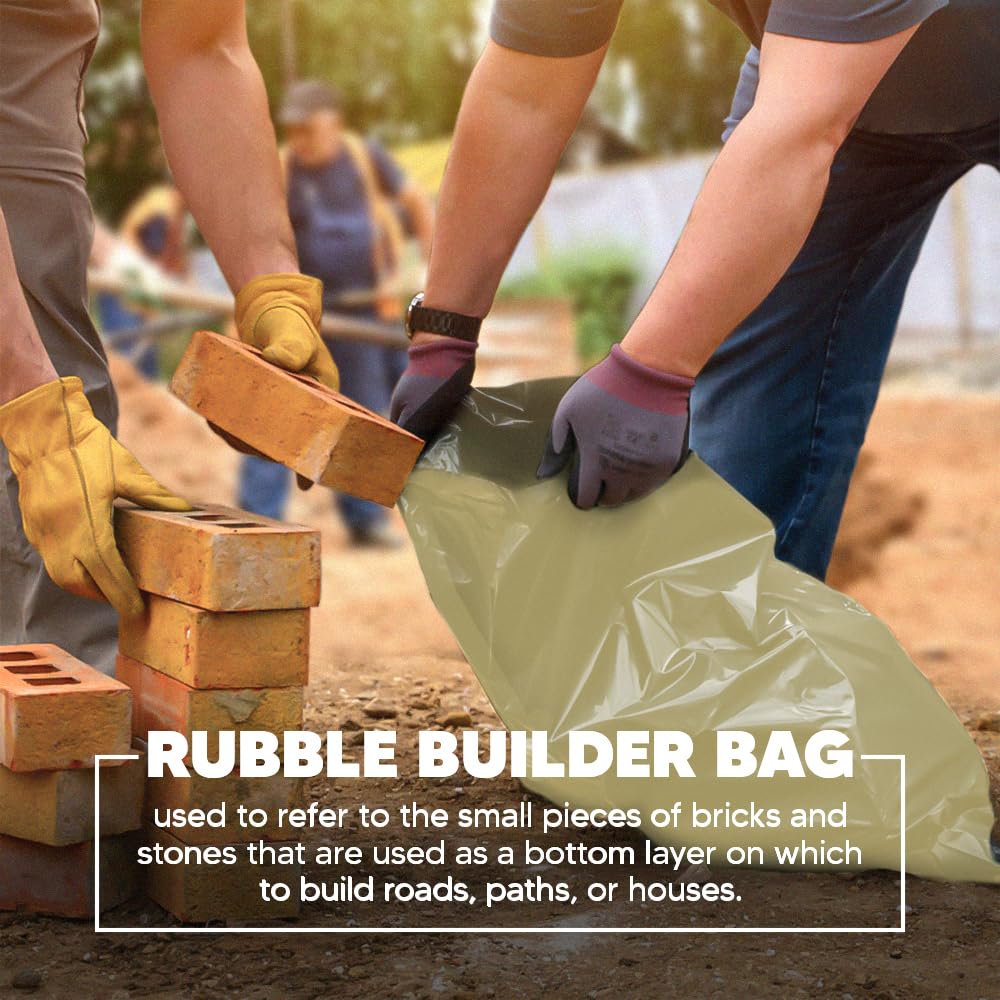 Venuscello Military Green Rubble Sacks Heavy Duty | Refuse Sacks Builders Bags 24 x 36 inch 350 Gauge Strong and Tear Resistant - Ideal for Builders, Contractors, Renovation and Garden Wastage