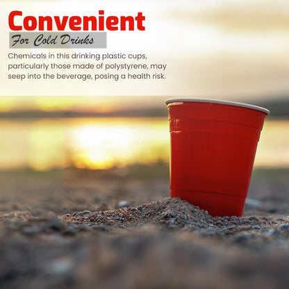 Venuscello Reusable Red Plastic Cups, 12 oz and 16 oz Sizes, Pack of 50 to 1000