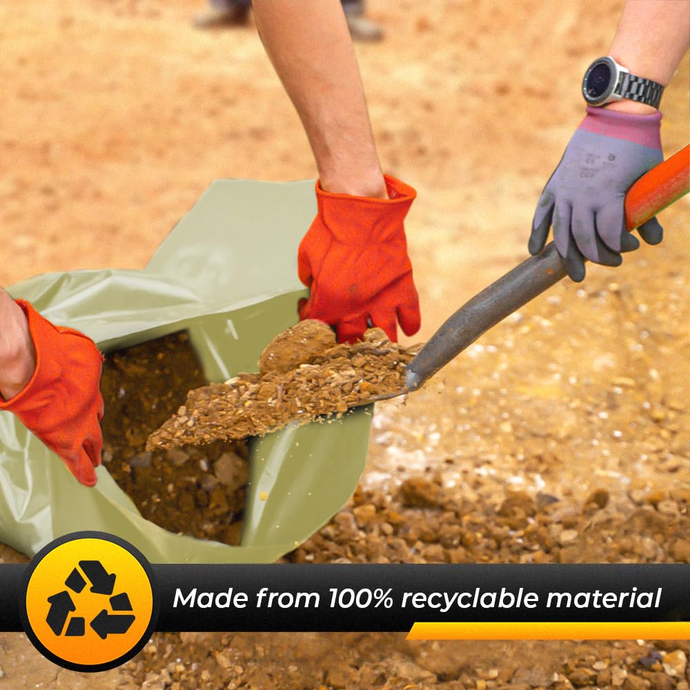 Venuscello Military Green Rubble Sacks Heavy Duty | Refuse Sacks Builders Bags 24 x 36 inch 350 Gauge Strong and Tear Resistant - Ideal for Builders, Contractors, Renovation and Garden Wastage