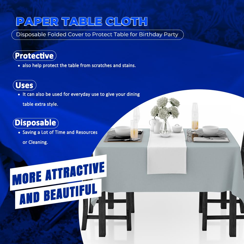 Venuscello Paper Table Cover Cloths, 90cm x 90cm Square, Disposable, Folded, for Birthday Party