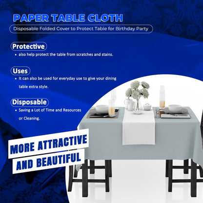 Venuscello Paper Table Cover Cloths, 90cm x 90cm Square, Disposable, Folded, for Birthday Party