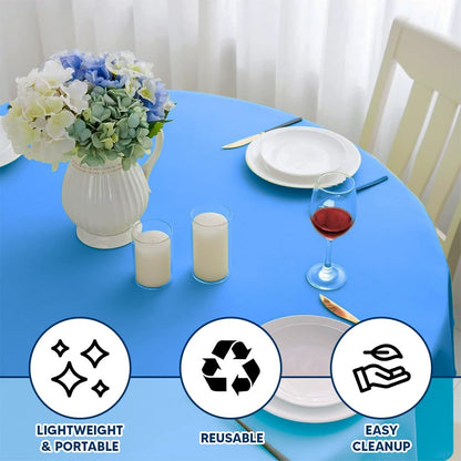 Venuscello Round Plastic Tablecloths Covers Reusable 84" (213cm) for Elegant & Durable Birthday & Events Table Decorations Home Use