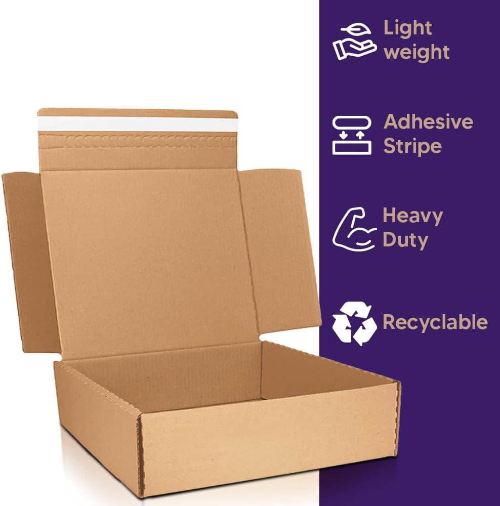 Large Letter Cardboard Boxes - Peel & Seal Corrugated Shipping Boxes for Parcels, E-Commerce & Gifts - Sturdy, Lightweight & Royal Mail Compatible