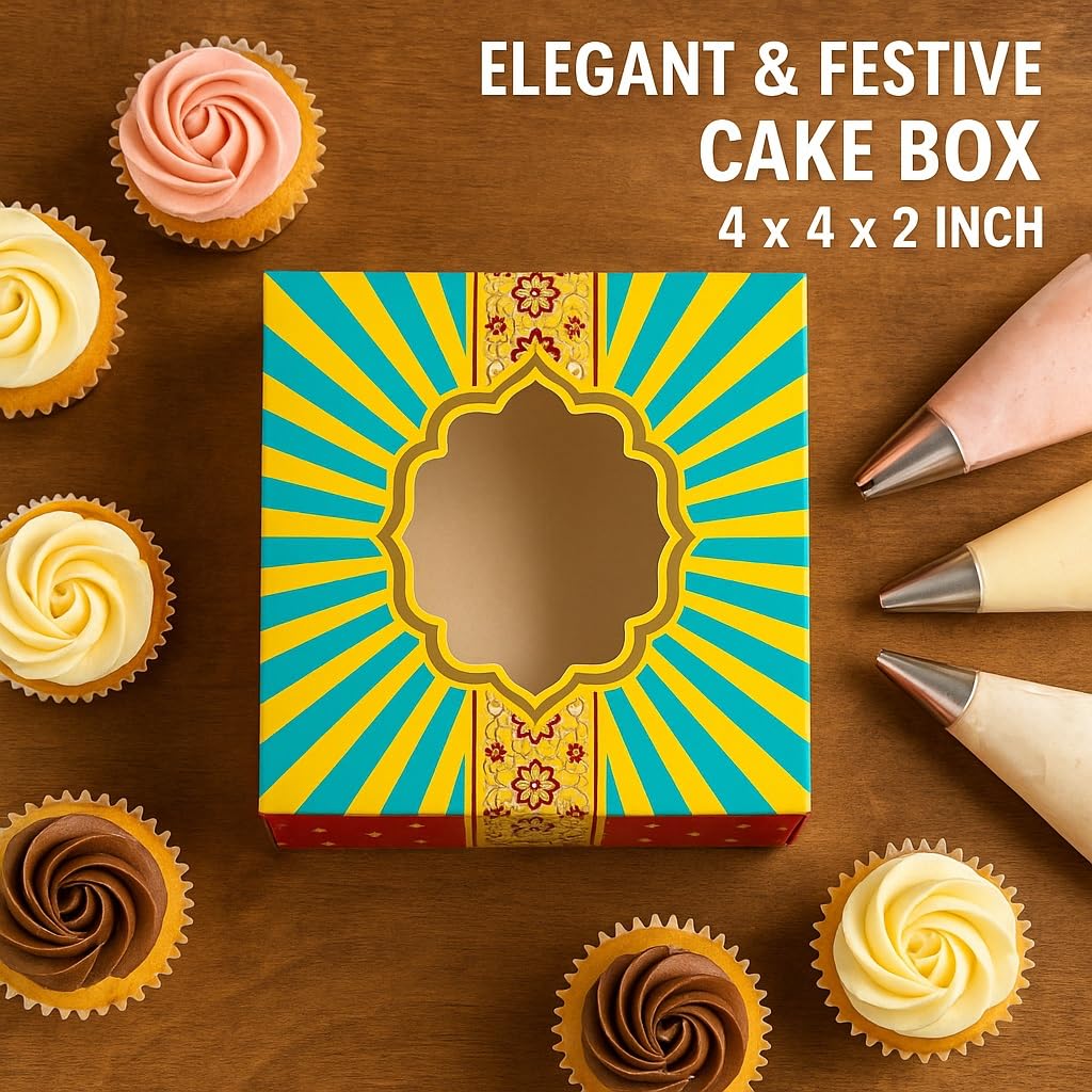 Venuscello Large Pink Square Cardboard Cake Boxes for Cakes Desserts Pies Storage Container Box