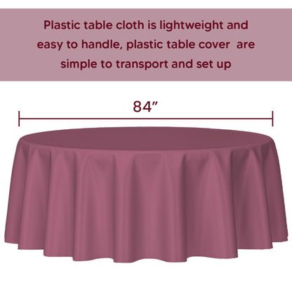Venuscello Round Plastic Tablecloths Covers Reusable 84" (213cm) for Elegant & Durable Birthday & Events Table Decorations Home Use