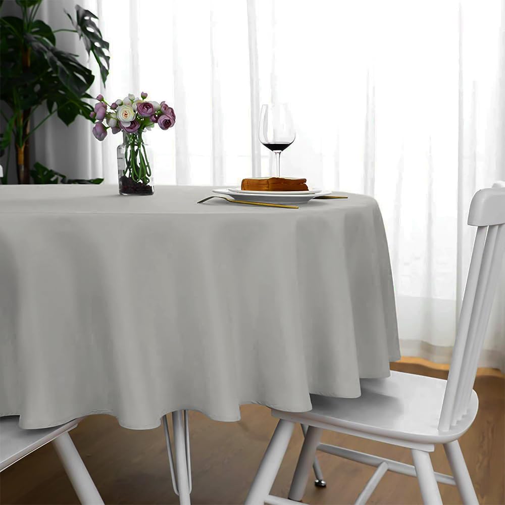 Venuscello Round Plastic Tablecloths Covers Reusable 84" (213cm) for Elegant & Durable Birthday & Events Table Decorations Home Use
