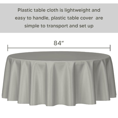 Venuscello Round Plastic Tablecloths Covers Reusable 84" (213cm) for Elegant & Durable Birthday & Events Table Decorations Home Use
