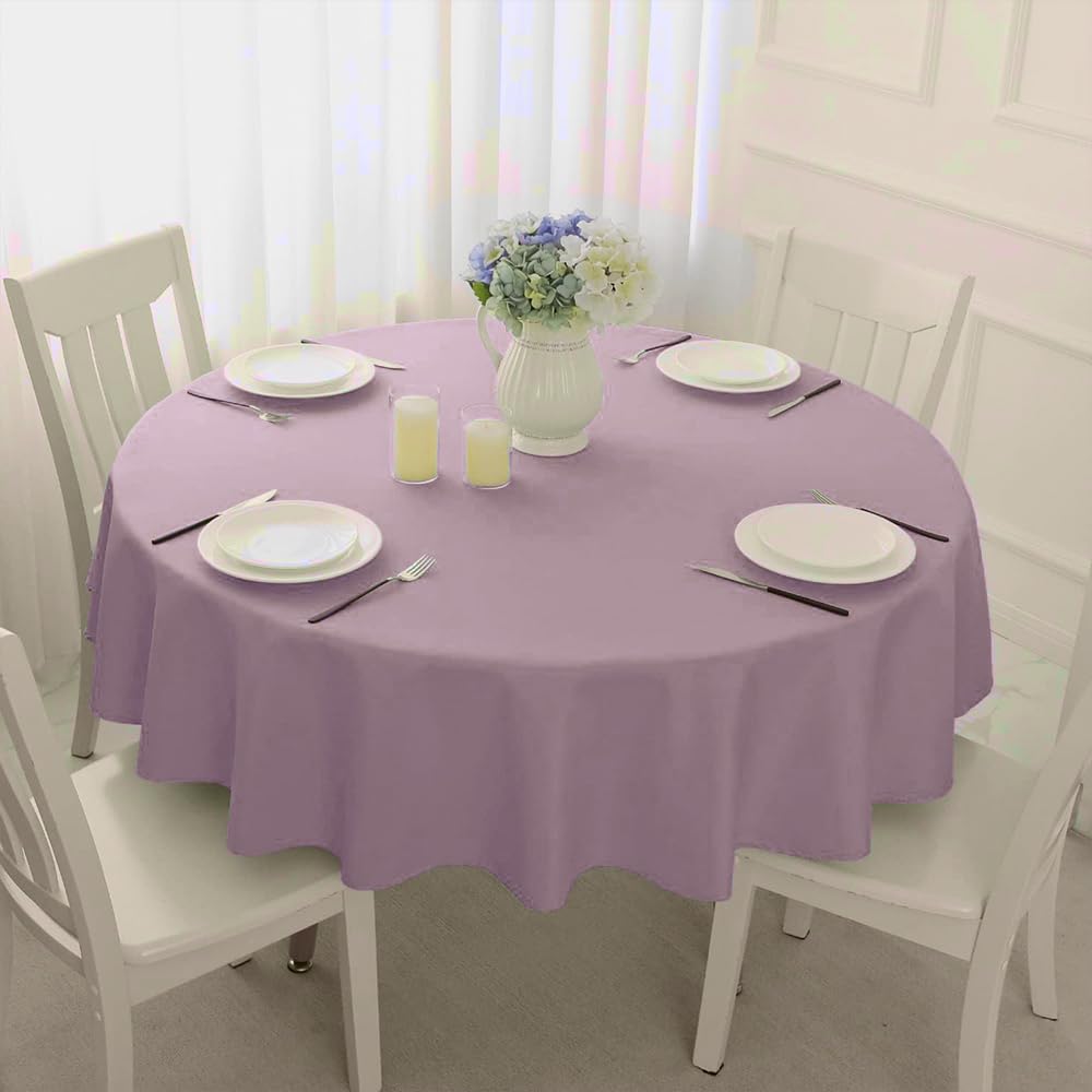 Venuscello Round Plastic Tablecloths Covers Reusable 84" (213cm) for Elegant & Durable Birthday & Events Table Decorations Home Use
