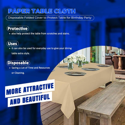 Venuscello Paper Table Cover Cloths, 90cm x 90cm Square, Disposable, Folded, for Birthday Party