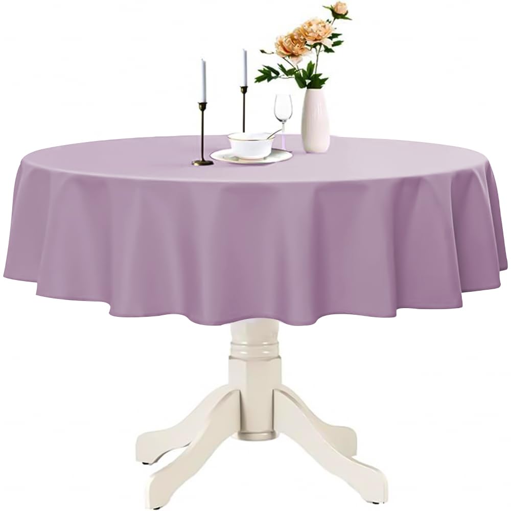 Venuscello Round Plastic Tablecloths Covers Reusable 84" (213cm) for Elegant & Durable Birthday & Events Table Decorations Home Use