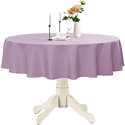 Venuscello Round Plastic Tablecloths Covers Reusable 84" (213cm) for Elegant & Durable Birthday & Events Table Decorations Home Use