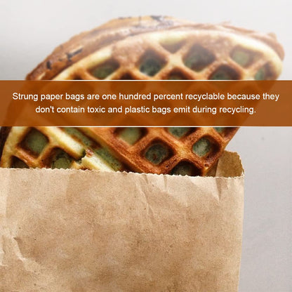 Venuscello® Sulphite Kraft Paper Bags Strung Brown Food Bag for Sandwich Candy Cookies & Grocery