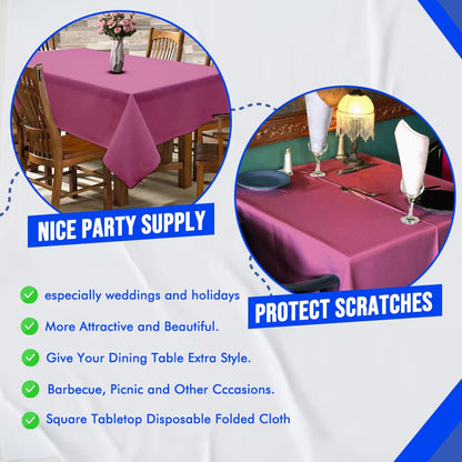 Venuscello Paper Table Cover Cloths, 90cm x 90cm Square, Disposable, Folded, for Birthday Party