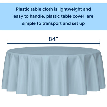 Venuscello Round Plastic Tablecloths Covers Reusable 84" (213cm) for Elegant & Durable Birthday & Events Table Decorations Home Use