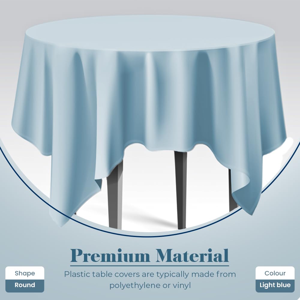 Venuscello Round Plastic Tablecloths Covers Reusable 84" (213cm) for Elegant & Durable Birthday & Events Table Decorations Home Use