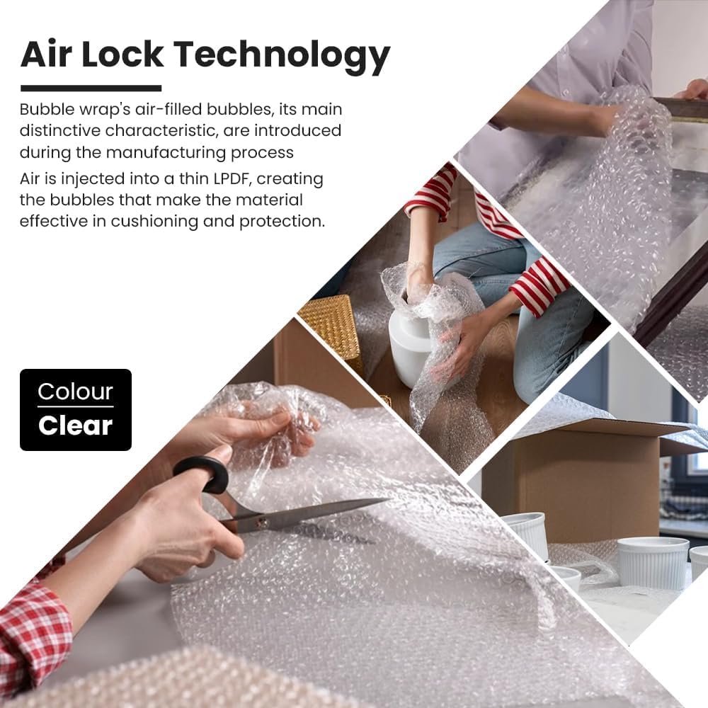 Venuscello Large Bubble Wrap – Air Bubbles Packaging for House Moving & Packing Storage Boxes Easy Packing, Office and Industrial Use