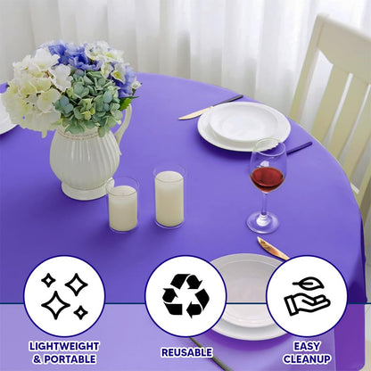 Venuscello Round Plastic Tablecloths Covers Reusable 84" (213cm) for Elegant & Durable Birthday & Events Table Decorations Home Use