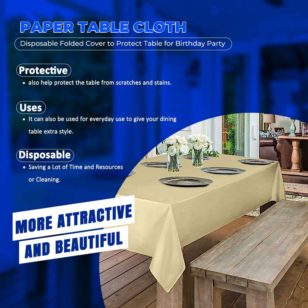 Venuscello Paper Table Cover Cloths, 90cm x 90cm Square, Disposable, Folded, for Birthday Party