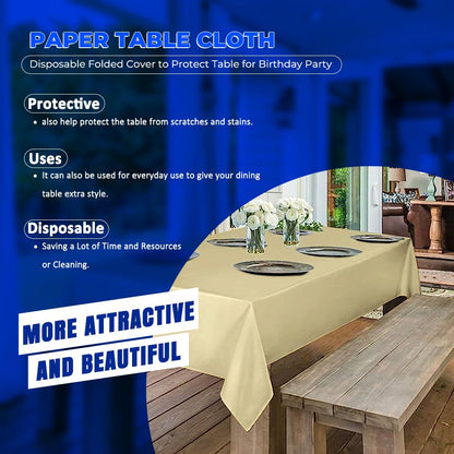 Venuscello Paper Table Cover Cloths, 90cm x 90cm Square, Disposable, Folded, for Birthday Party