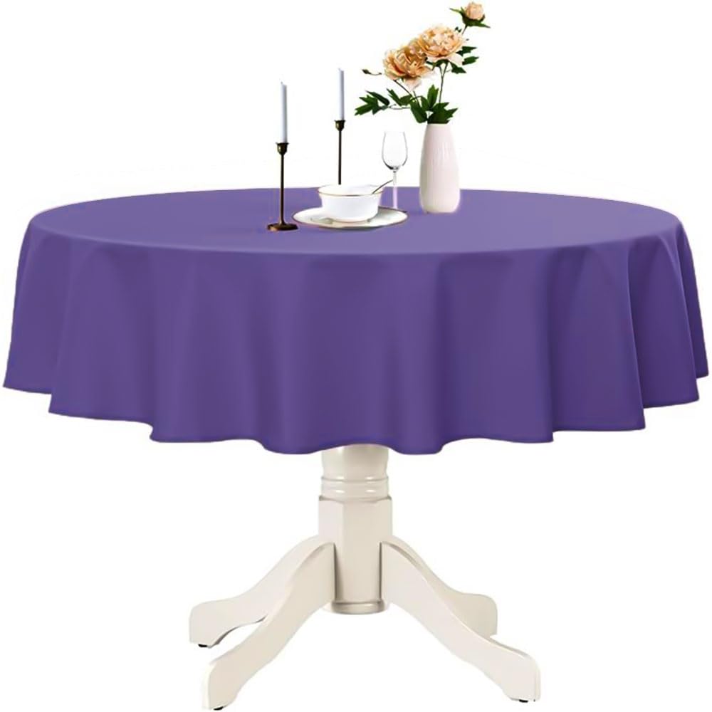 Venuscello Round Plastic Tablecloths Covers Reusable 84" (213cm) for Elegant & Durable Birthday & Events Table Decorations Home Use