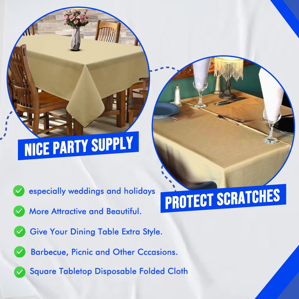 Venuscello Paper Table Cover Cloths, 90cm x 90cm Square, Disposable, Folded, for Birthday Party
