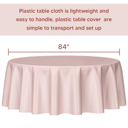 Venuscello Round Plastic Tablecloths Covers Reusable 84" (213cm) for Elegant & Durable Birthday & Events Table Decorations Home Use