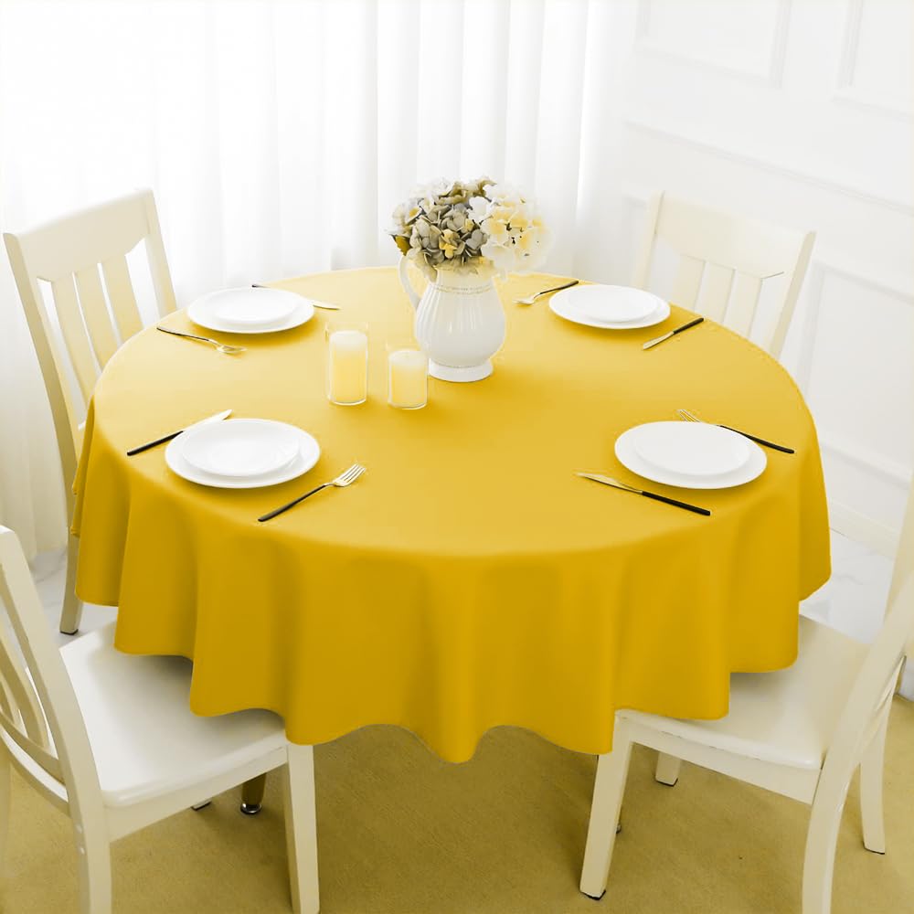 Venuscello Round Plastic Tablecloths Covers Reusable 84" (213cm) for Elegant & Durable Birthday & Events Table Decorations Home Use