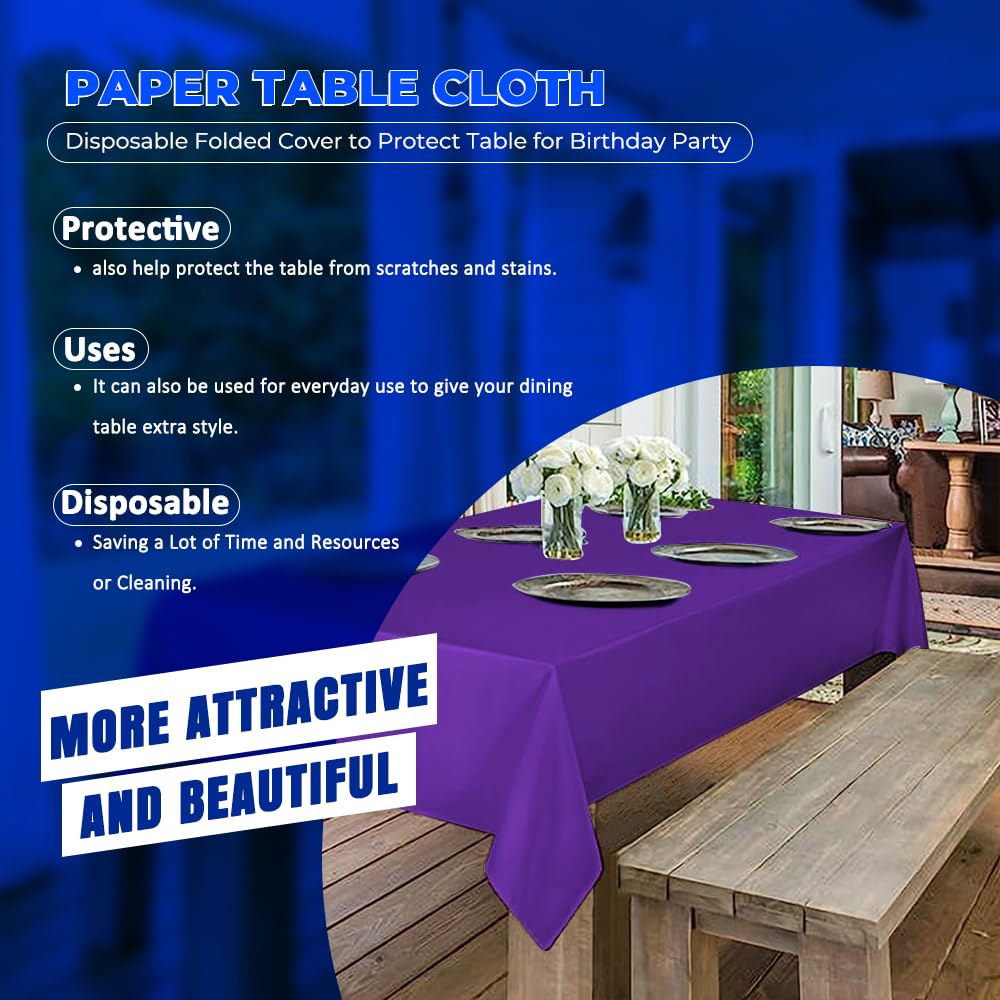 Venuscello Paper Table Cover Cloths, 90cm x 90cm Square, Disposable, Folded, for Birthday Party