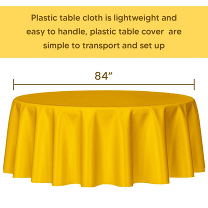 Venuscello Round Plastic Tablecloths Covers Reusable 84" (213cm) for Elegant & Durable Birthday & Events Table Decorations Home Use
