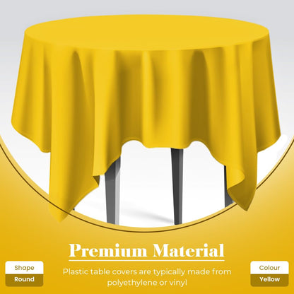 Venuscello Round Plastic Tablecloths Covers Reusable 84" (213cm) for Elegant & Durable Birthday & Events Table Decorations Home Use