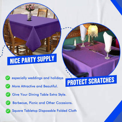 Venuscello Paper Table Cover Cloths, 90cm x 90cm Square, Disposable, Folded, for Birthday Party