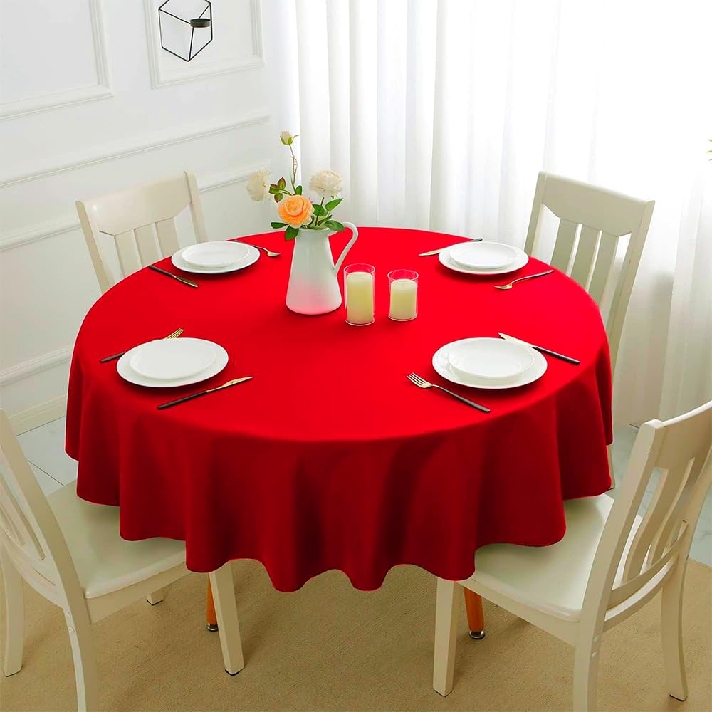 Venuscello Round Plastic Tablecloths Covers Reusable 84" (213cm) for Elegant & Durable Birthday & Events Table Decorations Home Use