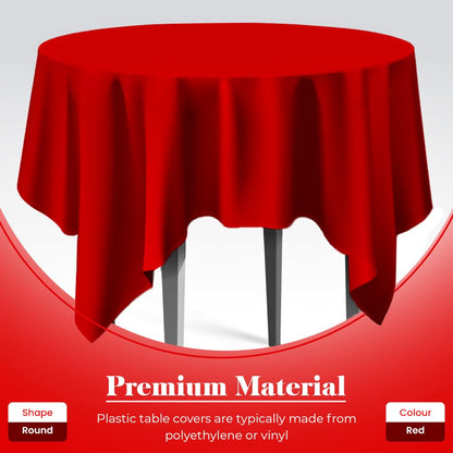 Venuscello Round Plastic Tablecloths Covers Reusable 84" (213cm) for Elegant & Durable Birthday & Events Table Decorations Home Use