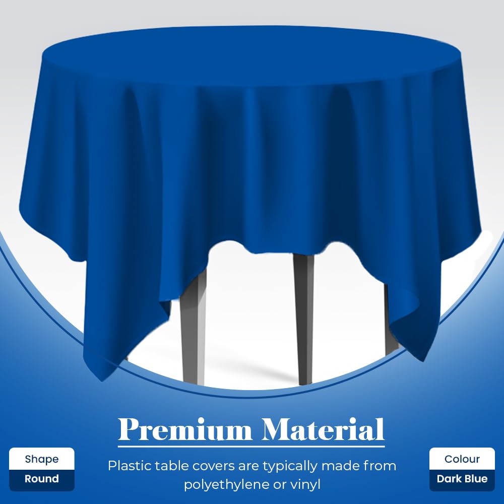 Venuscello Round Plastic Tablecloths Covers Reusable 84" (213cm) for Elegant & Durable Birthday & Events Table Decorations Home Use