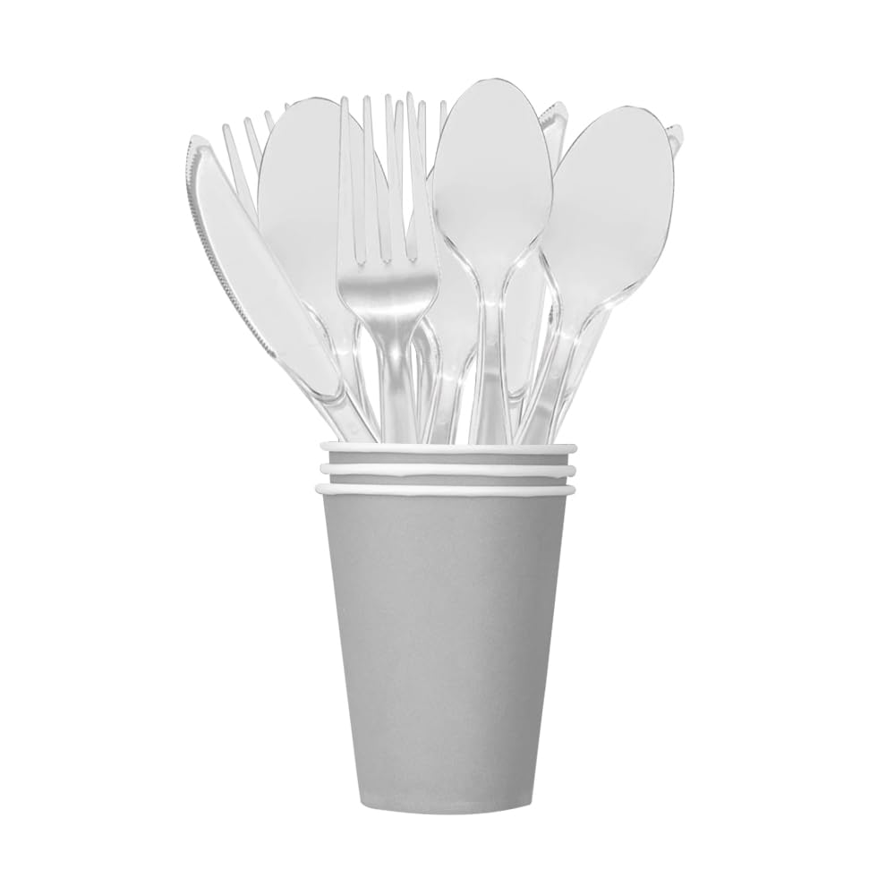 Venuscello Tithe Clear Heavy Duty Plastic Cutlery Set Washable Reusable Ideal for Party | Kid's Parties | Buffets | Picnics | BBQ's | Weddings | Camping