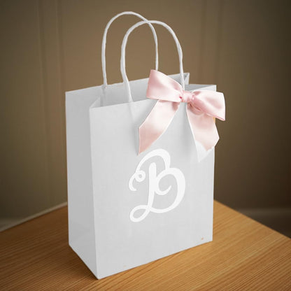 Venuscello Twisted Handle Paper Bags 19.30cm x 21.84cm x 8.12cm White Kraft Carrier Party Bag for Shopping Cloths & Jewellery - 7.6 x 8.6 + 3.2 Inch (XS)