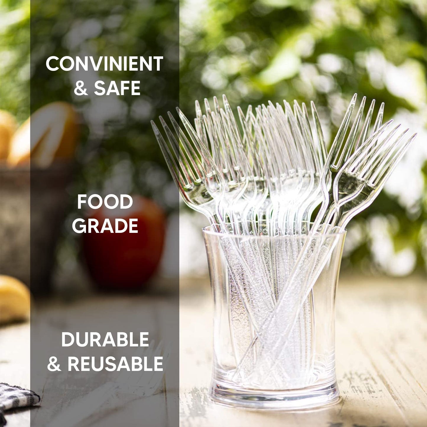 Venuscello Tithe Clear Heavy Duty Plastic Cutlery Set Washable Reusable Ideal for Party | Kid's Parties | Buffets | Picnics | BBQ's | Weddings | Camping