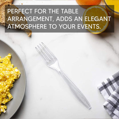 Venuscello Tithe Clear Heavy Duty Plastic Cutlery Set Washable Reusable Ideal for Party | Kid's Parties | Buffets | Picnics | BBQ's | Weddings | Camping