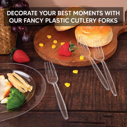 Venuscello Tithe Clear Heavy Duty Plastic Cutlery Set Washable Reusable Ideal for Party | Kid's Parties | Buffets | Picnics | BBQ's | Weddings | Camping
