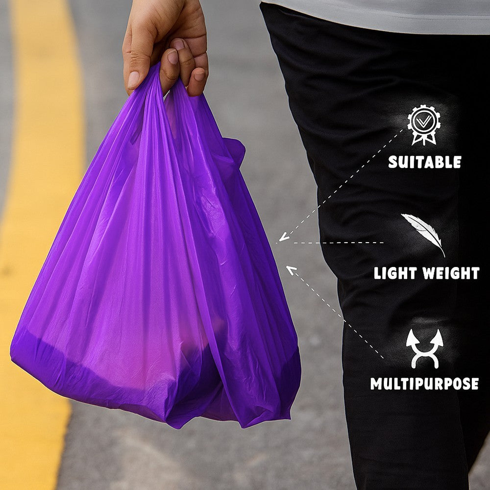 Vest Carrier Bags Reusable Supermarket Plastic Carry Bags 11" x 17" x 21"