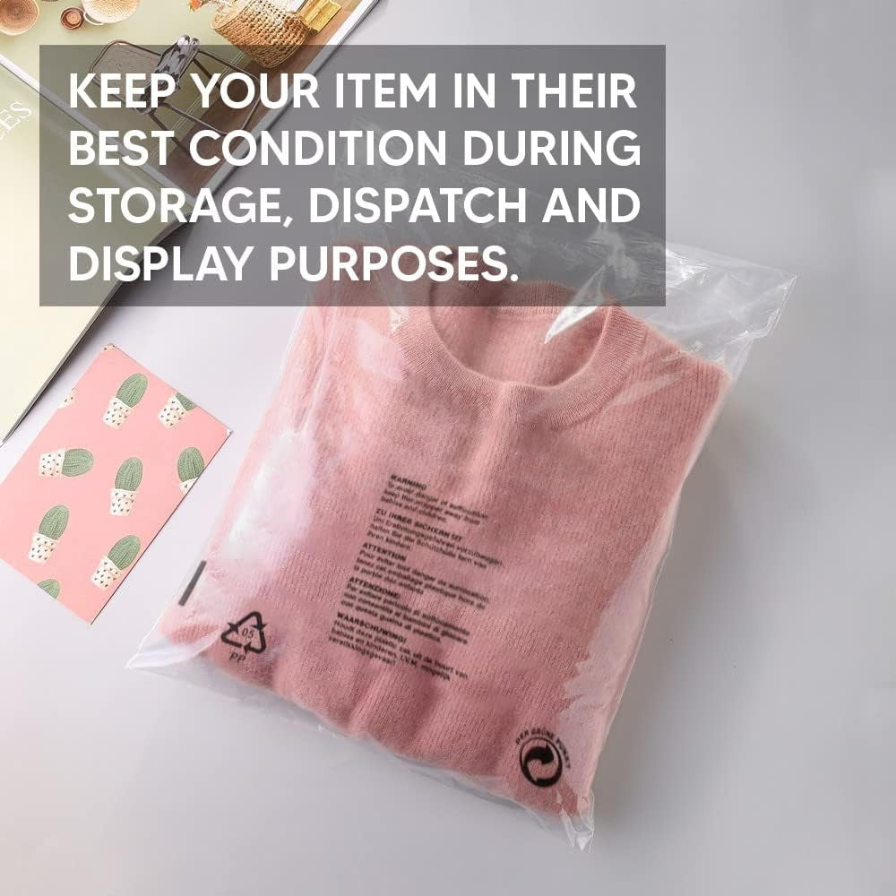 Polypropylene Garment T Shirt Bags Clear Self Seal Cloth Packaging Bags All Size
