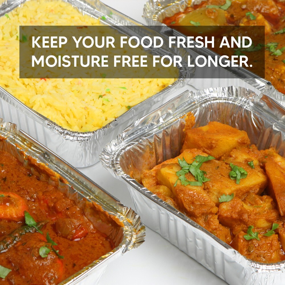 Aluminium Foil Food Container with Lid for Keep Food Fresh and Hot Long Time